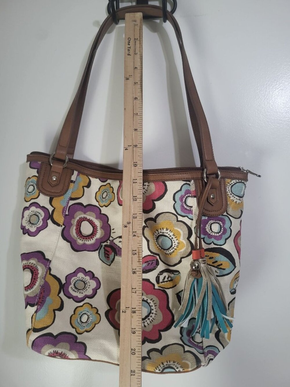 Relic by Fossil Canvas Flower Multicolor Shoulder Bag Tote Boho y2k Colorful - Picture 6 of 10